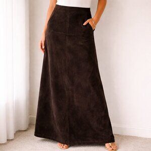 Asara B Washable chocolate brown Suede maxi skirt